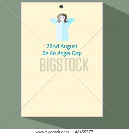A calendar page with a stylized angel with the inscription 