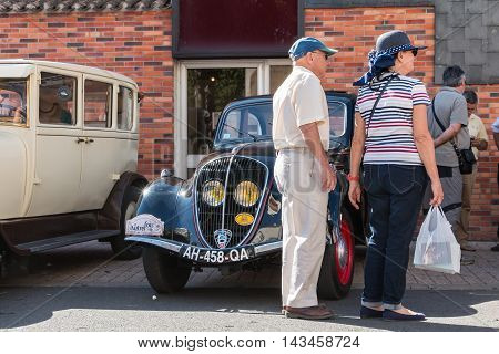 Presentation In The Street Of Old Vintage Cars