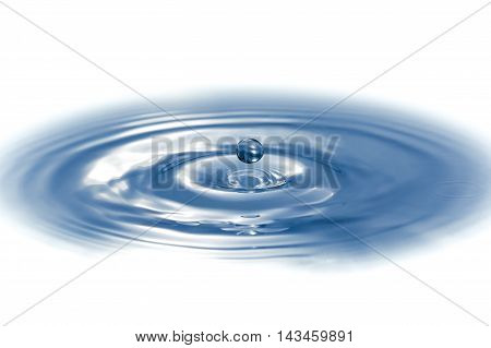 Drop falling into water close up frozen in mid air just before impact