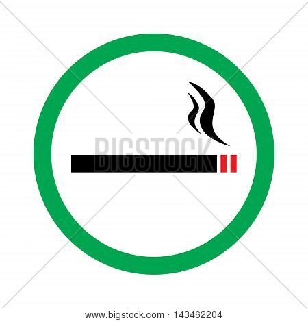 Vector illustration smoking area green sign. Can smoke hear