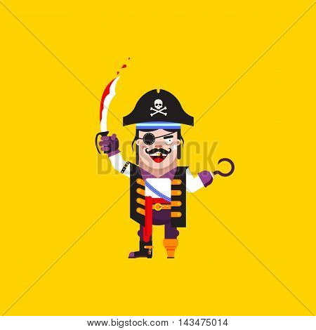 Stock vector illustration a pirate character for halloween in a flat style