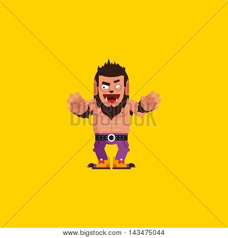 Stock vector illustration a werewolf character for halloween, wolfman in a flat style