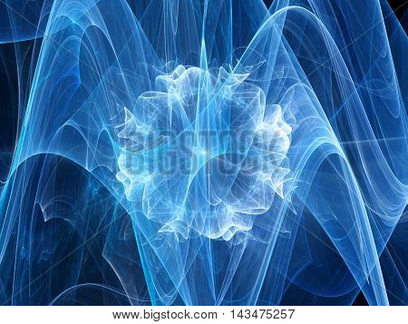 Blue glowing plasma explosion in space computer generated abstract background