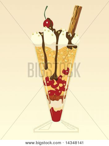 Illustrazione vettoriale modificabile di dolce in un bicchiere alto