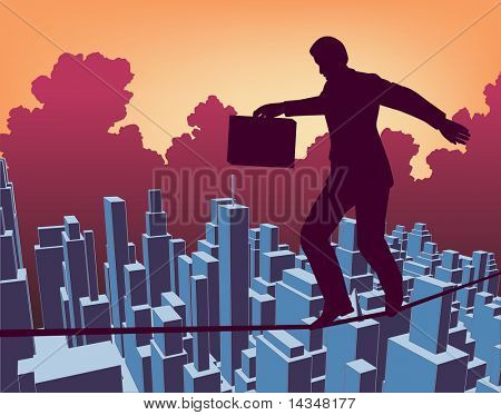 編集可能なベクトル アウトライン綱渡り実業家の