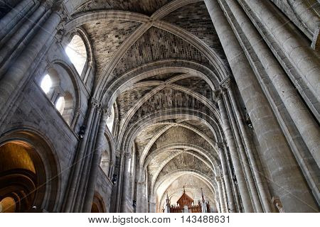 Poissy France - august 6 2016 : the historical collegiate church where the king Saint Louis was baptised