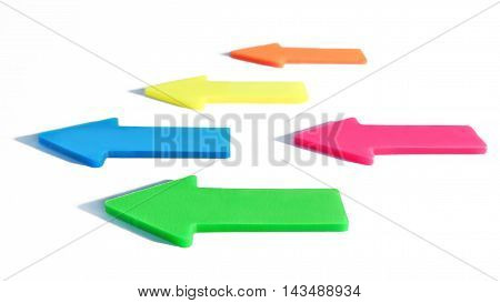 Arrow symbols in various colors, isolated on white background.