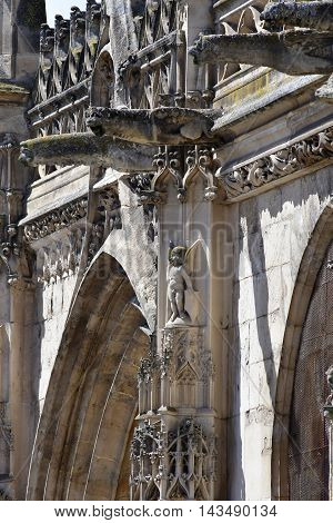 Poissy France - august 6 2016 : the historical collegiate church where the king Saint Louis was baptised