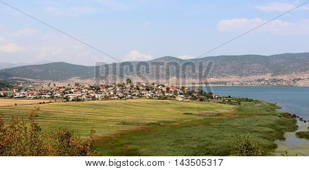 picture of a lake Prespa in Albania in summer