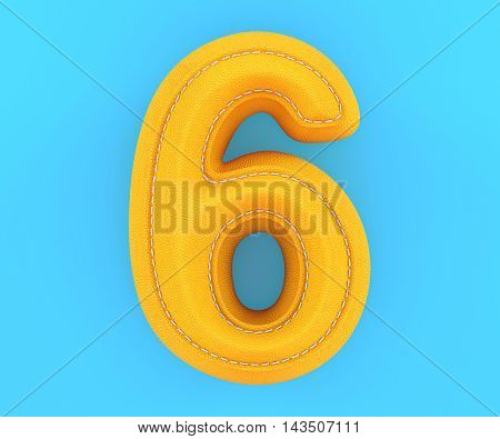 Leather Yellow Texture Letter Digit Number Six 6