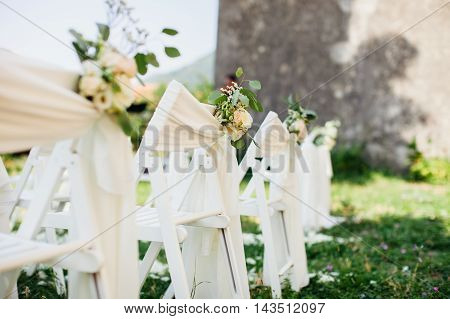 Wedding Chair Cover With Flowers Decoration