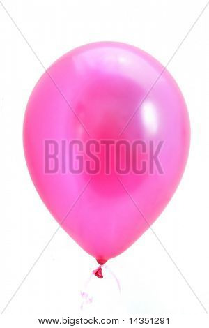 Neon pembe balonu, tatlı temiz beyaz bir arka plana dayanır.