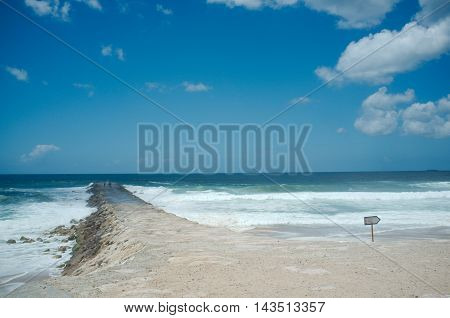 Pier on the beach in Costa da Caparica, Portugal