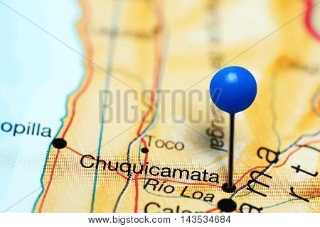 Chuquicamata pinned on a map of Chile