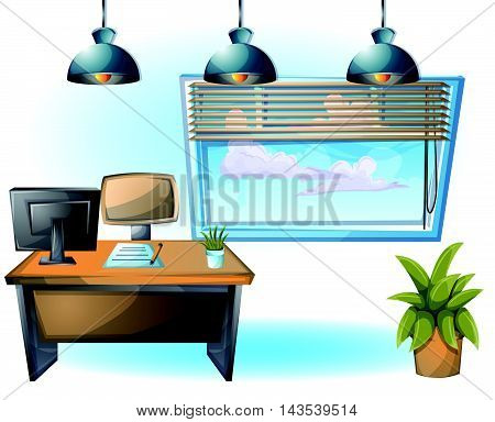 Cartoon Vector Illustration Interior Office Table Object