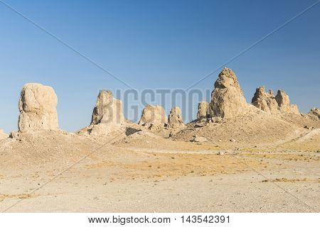 Trona Pinnacles are nerarly 500 tufa spires hiddeen in California Desert National Conservation Area, not far from the Death Valley National Park, California, USA. 