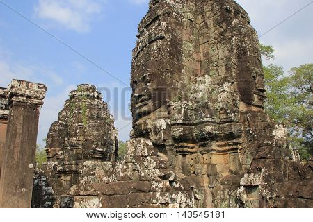 Bas-reliefs of Bayon Temple. In Cambodia.  Built by King Jayavarman VII
