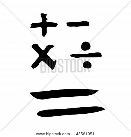 Doodle plus Minus multiply division.equal Icon drawing illustration design