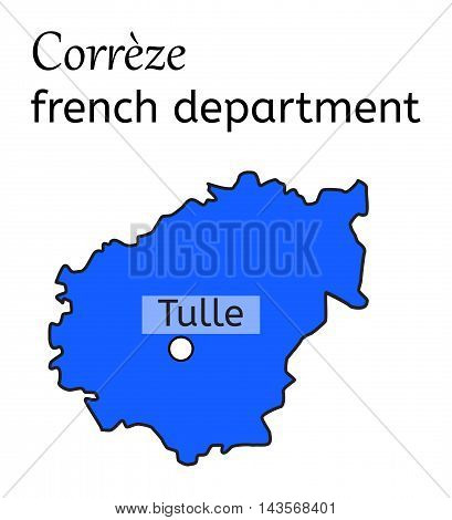 Correze french department map on white in vector