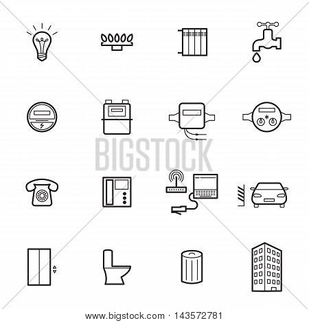 Utilities icons isolated on a white background. Vector illustration
