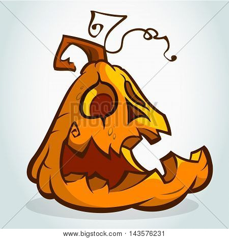 Cartoon happy halloween pumpkin Jack O Lantern head with smiling expression. Vector illustration isolated on white background