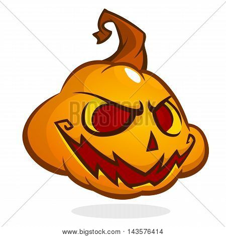 Halloween Pumpkin head isolated on white. Scary Jack. Vector illustration