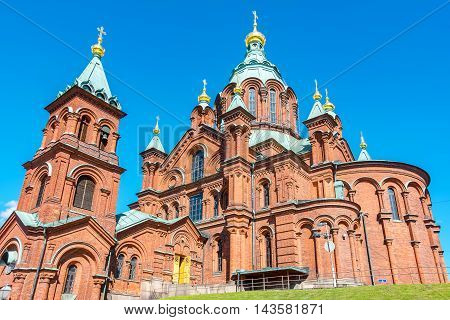 View of Uspenski Orthodox Cathedral (Uspenskin katedraali). Helsinki Finland Scandinavia