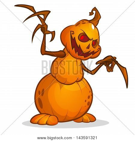 Halloween cartoon pumpkin head. Vector cartoon pumpkin icon isolated on white