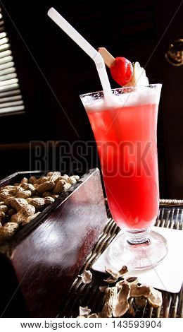 a shot from a Singapore sling at raffles hotel