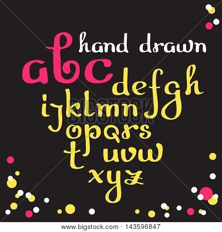 Hand drawn letters. Vector cursive alphabet Lowercase