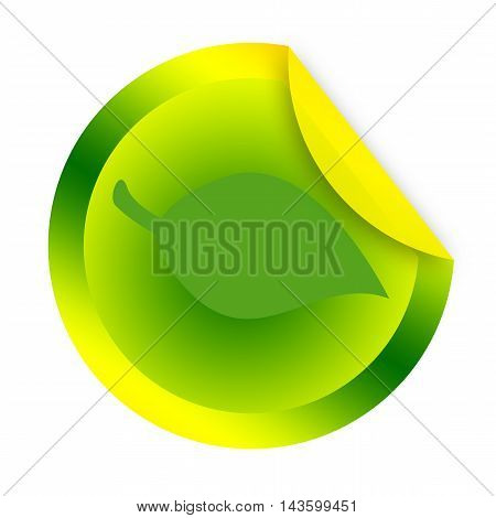 Green leaf sticker on a white background