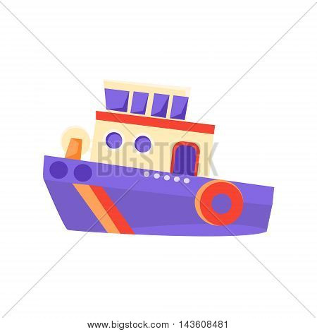 Partol Toy Boat Bright Color Icon In Simple Childish Style Isolated On White Background