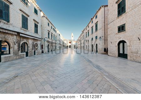 Stradun popular pedestrian street in Dubrovnik Croatia