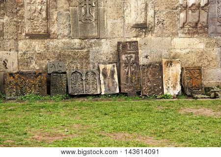 Sacred place at ancient monastery Tatev in the mountains of Armenia. Was founded in year 906. 