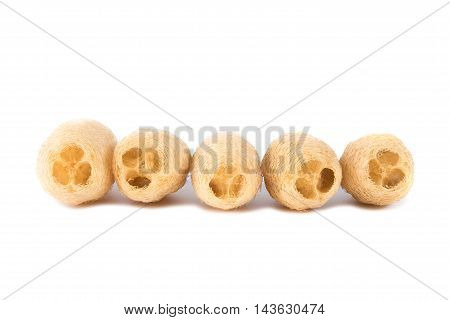 Dry Luffa, Luffa Sponge On White Background, Isolated On White Background
