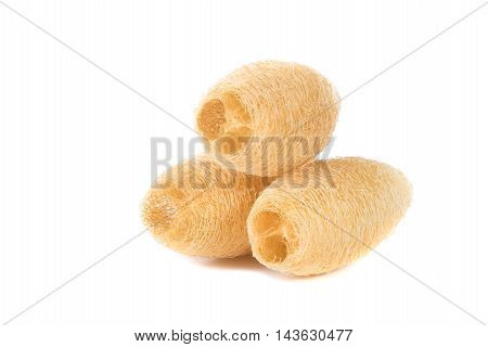 Dry Luffa, Luffa Sponge On White Background, Isolated On White Background
