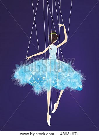 composition dancer hanging on the ropes, which has a blue dress