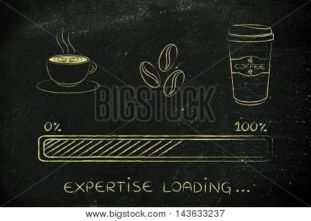 Coffee Icons With Progress Bar Loading Expertise