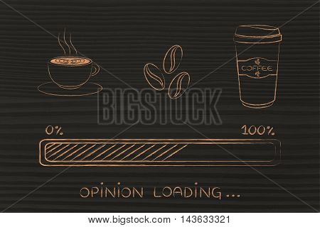 Coffee Icons With Progress Bar Loading Awakeness & Opinions