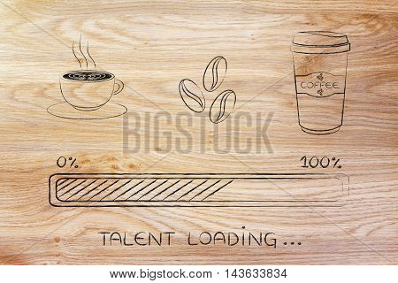Coffee Icons With Progress Bar Loading Talent
