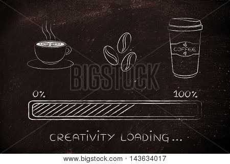 Coffee Icons With Progress Bar Loading Creativity