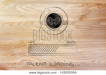 Latte Art Coffee Cup & Progress Bar Loading Talent