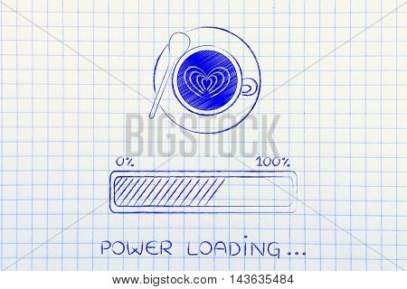 Latte Art Coffee Cup & Progress Bar Loading Power
