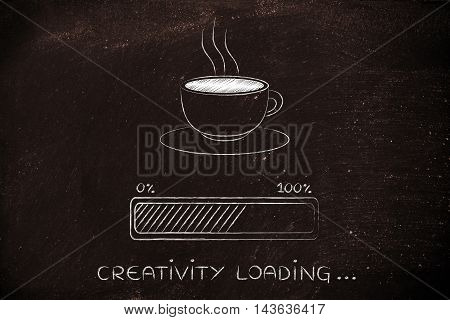 Coffee Cup & Progress Bar Loading Creativity