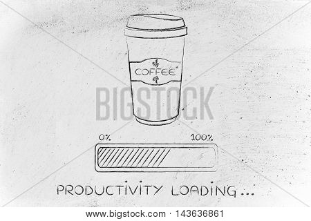 Coffee Tumbler And Progress Bar Loading Produtivity
