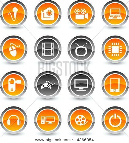 Set di icone multimediali. Illustrazione vettoriale.