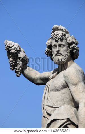 Closeup of the Statue of Bacchus in Florence Italy