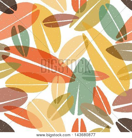 Vector illustration of Chalk Leaves Seamless Background