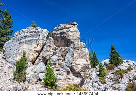 A rocky outrcopping in Yellowstone National Park