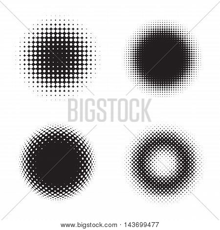 Four halftone circles. Design elements. Vector illustration